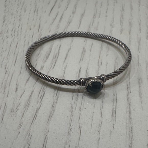 David Yurman Jewelry - David Yurman Silver Bracelet with Black Gem